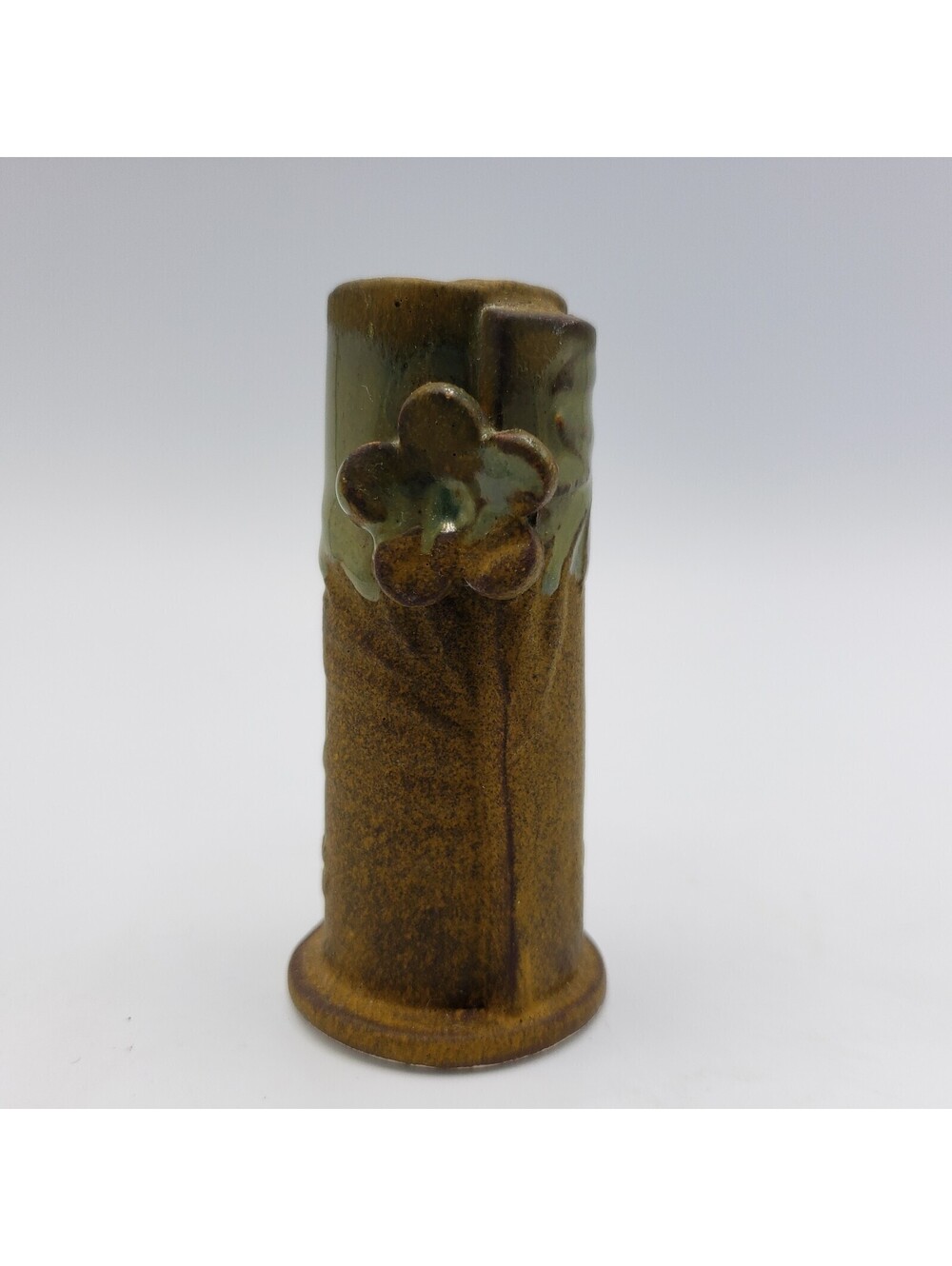 All Fired Up Studio Art Pottery Mini Bud Vase With Applied Flower Green Canada